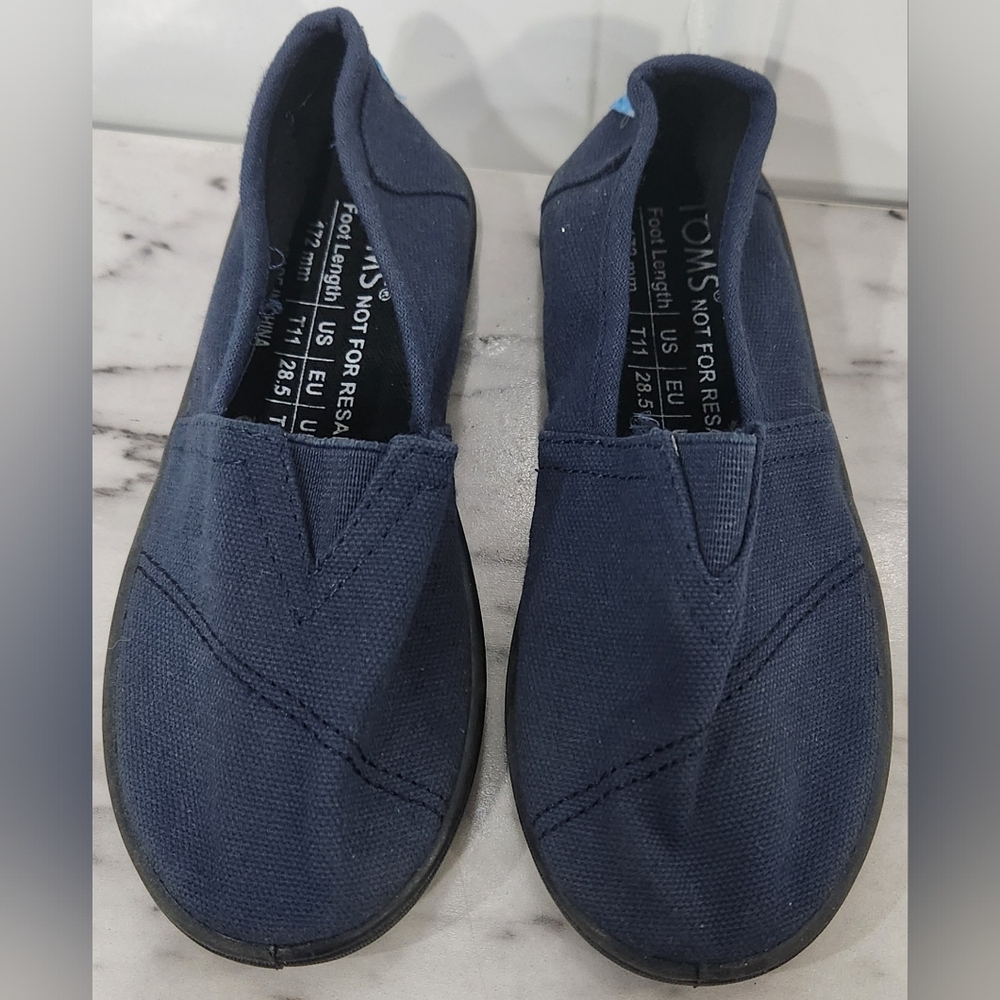 Toms navy blue and black slip on shoes size 11 toddlers
